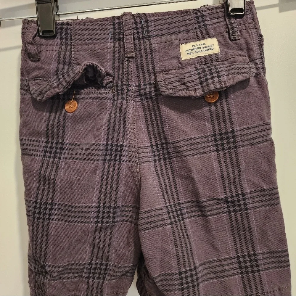 Kid's 24M The Children's Place Plaid‎ Shorts Black Button Holiday Preppy